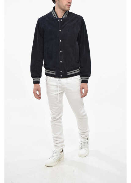 Bomber jacket Diesel Suede Bulc Bomber Jacket With Snap Buttons Blue Barbati (BM 19247762) 4