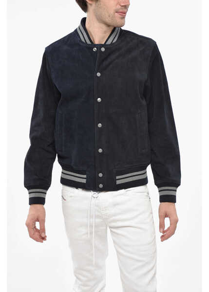 Bomber jacket Diesel Suede Bulc Bomber Jacket With Snap Buttons Blue Barbati (BM 19247762) 1
