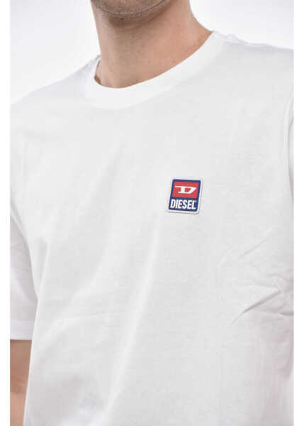 Tricouri Diesel Crew Neck Cotton T-Shirt With Logo Patch White Barbati (BM 19247765) 3