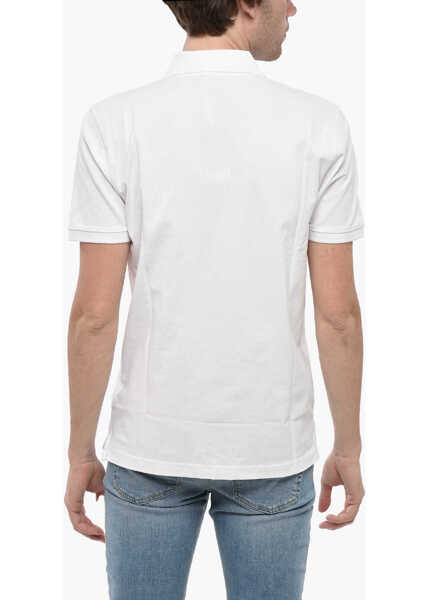 Tricouri Polo Diesel Hopsack Cotton Blend Smith Polo Shirt With Logo Patch White Barbati (BM 19247768) 2