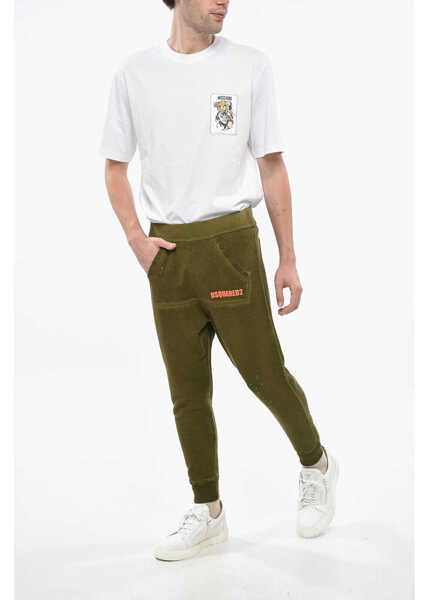 Pantaloni de trening DSQUARED2 Vintage Effect Relax Dean Fit Joggers With Kangaroo Pocket Green Barbati (BM 19247771) 4
