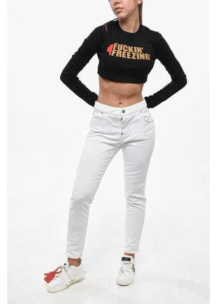 Tricouri DSQUARED2 Cropped Bella Fit Crew-Neck T-Shirt Black Femei (BM 19247774) 4