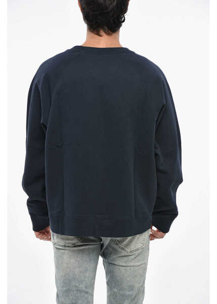 Bluze de trening MAISON KITSUN Brushed Cotton Crew-Neck Sweatshirt With Embroidered Logo Blue Barbati (BM 19247792) 2
