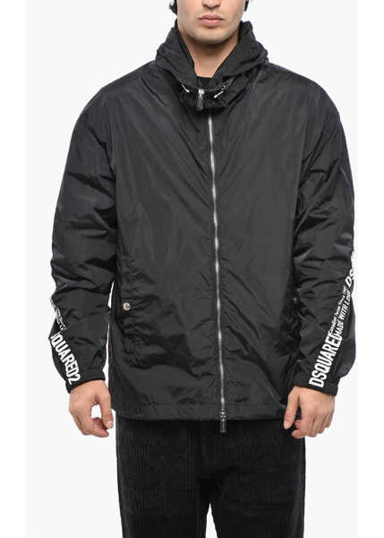 Jachete DSQUARED2 Nylon Jacket With Hood Black Barbati (BM 19247795) 1