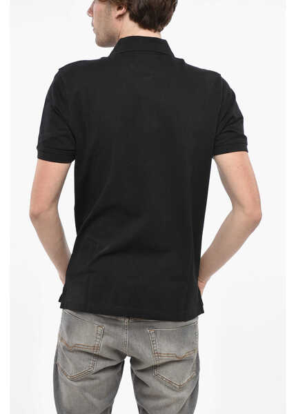 Tricouri Polo Diesel Hopsack Cotton Blend Smith Polo With Logo Patch Black Barbati (BM 19247798) 2