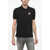 Diesel Hopsack Cotton Blend Smith Polo With Logo Patch Black