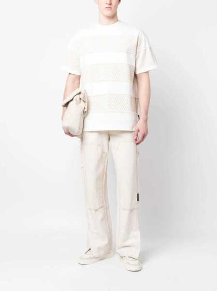 Tricouri MSGM Crew-Neck Cotton Jersey T-Shirt With Mesh Details White Barbati (BM 19247804) 2