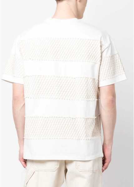 Tricouri MSGM Crew-Neck Cotton Jersey T-Shirt With Mesh Details White Barbati (BM 19247804) 4