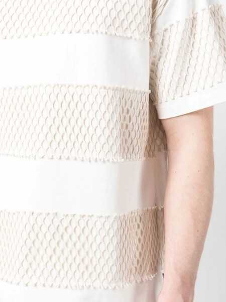 Tricouri MSGM Crew-Neck Cotton Jersey T-Shirt With Mesh Details White Barbati (BM 19247804) 5