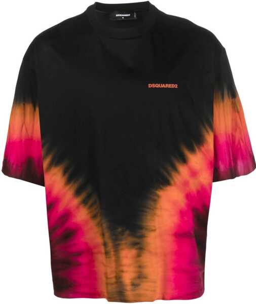Tricouri DSQUARED2 Gradient Effect Flame Drop Crew-Neck T-Shirt Black Barbati (BM 19247807) 1