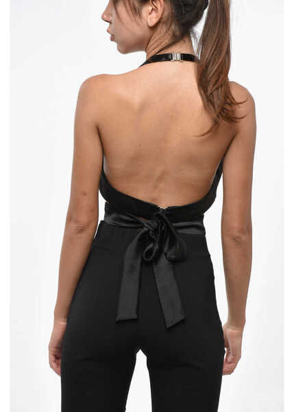 Bluze DSQUARED2 Satin Halterneck Crop Top With Mesh Detail Black Femei (BM 19247813) 2