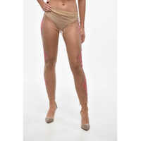 Colanti Sheer Leggings With Rhinestone And Ankle Zip Femei