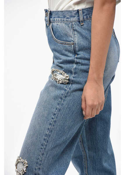 Blugi drepti AREA High Waist Distressed Jeans With Jewels 20Cm Blue Femei (BM 19247822) 2