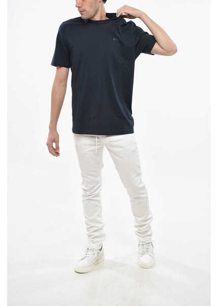 Tricouri Diesel Crew Neck Cotton T-Shirt With Embossed Logo Blue Barbati (BM 19248092) 4