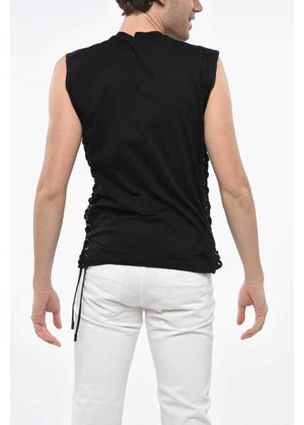 Maiouri DSQUARED2 Printed Mini Fit Lace-Up Tank Top Embellished With Sequins A Black Barbati (BM 19248095) 2