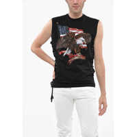 Maiouri Printed Mini Fit Lace-Up Tank Top Embellished With Sequins A Barbati