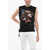 DSQUARED2 Printed Mini Fit Lace-Up Tank Top Embellished With Sequins A Black