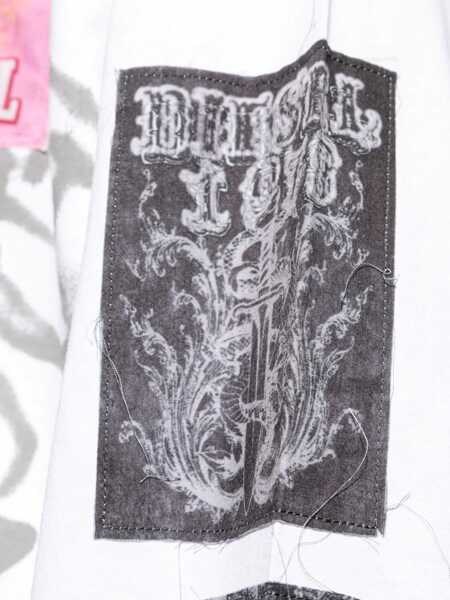 Tricouri Diesel Long-Sleeved Cotton T-Shirt With Patch White Barbati (BM 19248110) 5