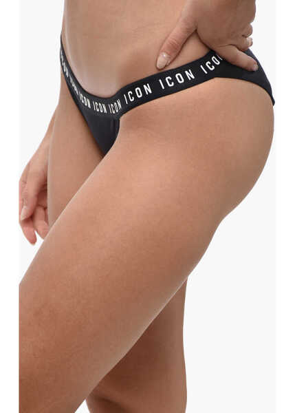 Bikini DSQUARED2 Solid Color Bikini Bottom With Logoed Band Black Femei (BM 19248119) 2