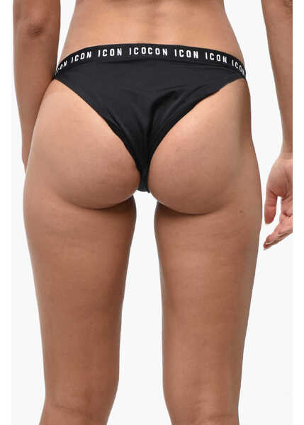 Bikini DSQUARED2 Solid Color Bikini Bottom With Logoed Band Black Femei (BM 19248119) 3