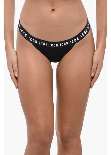 Bikini DSQUARED2 Solid Color Bikini Bottom With Logoed Band Black Femei (BM 19248119) 1