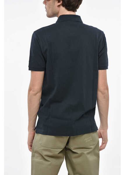 Tricouri Polo Diesel Hopsack Cotton Blend Smith Polo With Logo Patch Blue Barbati (BM 19248122) 2