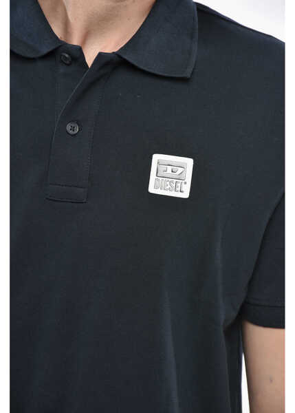 Tricouri Polo Diesel Hopsack Cotton Blend Smith Polo With Logo Patch Blue Barbati (BM 19248122) 3