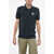 Diesel Hopsack Cotton Blend Smith Polo With Logo Patch Blue