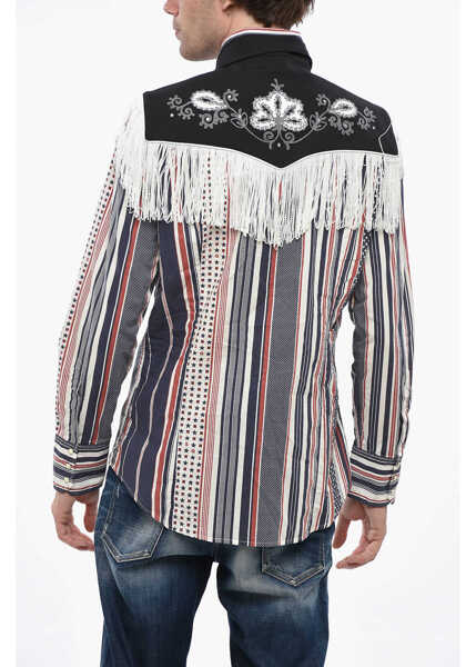 Camasi casual DSQUARED2 Striped Western Shirt With Removable Collar Multicolor Barbati (BM 19248134) 2