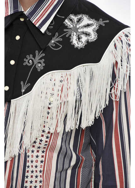 Camasi casual DSQUARED2 Striped Western Shirt With Removable Collar Multicolor Barbati (BM 19248134) 3