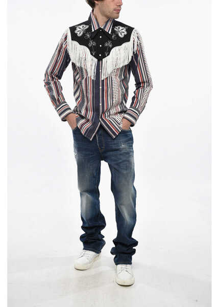 Camasi casual DSQUARED2 Striped Western Shirt With Removable Collar Multicolor Barbati (BM 19248134) 4