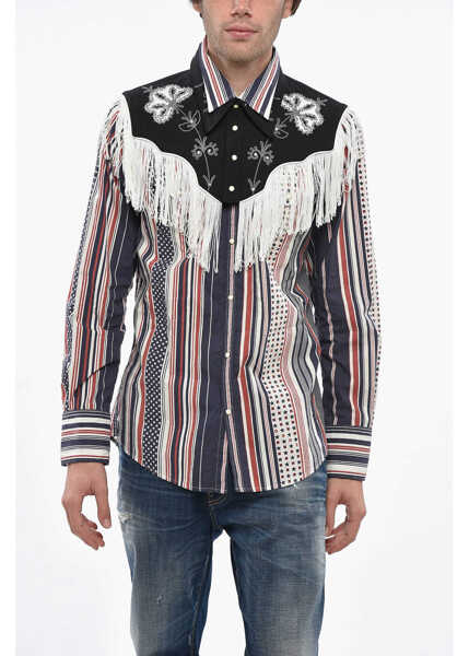 Camasi casual DSQUARED2 Striped Western Shirt With Removable Collar Multicolor Barbati (BM 19248134) 1