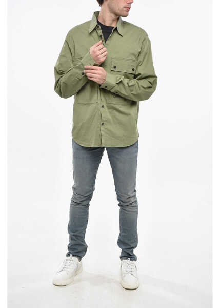 Camasi casual DSQUARED2 Cotton Utility Shirt With Contrasting Buttons Green Barbati (BM 19248143) 4