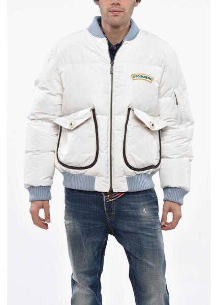 Geci de iarna DSQUARED2 Quilted Mother Down Jacket With Maxi Pockets White Barbati (BM 19248146) 1