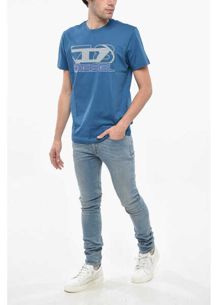 Tricouri Diesel Crew Neck Diegor78 T-Shirt With Embossed Print Light Blue Barbati (BM 19248152) 4
