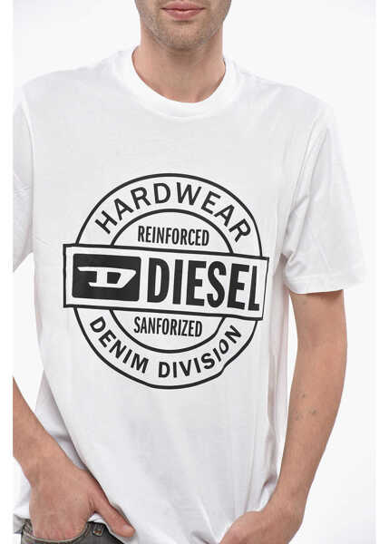 Tricouri Diesel Crew Neck Hard Wear T-Shirt With Front Print White Barbati (BM 19248155) 3