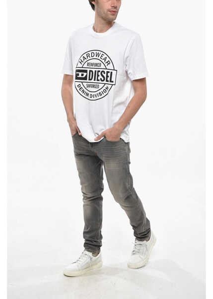 Tricouri Diesel Crew Neck Hard Wear T-Shirt With Front Print White Barbati (BM 19248155) 4