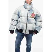 Bomber jacket Vintage Effect Denim Bomber Jacket With Logoed Patch Femei