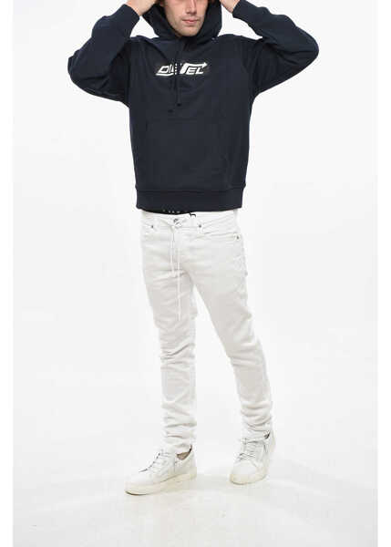 Bluze de trening Diesel Brushed Cotton Hoodie With Printed Logo Blue Barbati (BM 19248281) 4