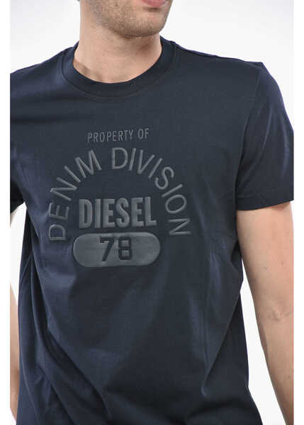 Tricouri Diesel Cotton Diegor T-Shirt With Embossed Print Blue Barbati (BM 19248284) 3