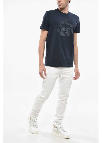 Tricouri Diesel Cotton Diegor T-Shirt With Embossed Print Blue Barbati (BM 19248284) 4