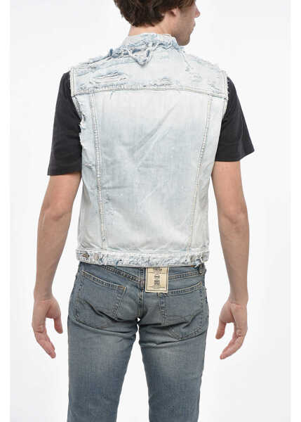 Geci de blugi DSQUARED2 Sleeveless Destroyed Denim Jacket Blue Barbati (BM 19248287) 2