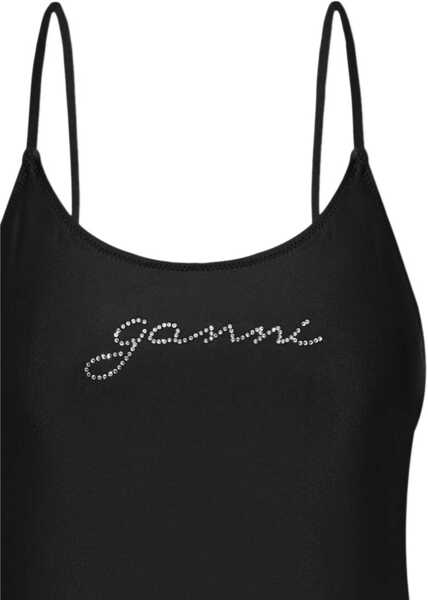 Costume de baie intregi Ganni Criss Cross Strap One Piece Swimsuit With Rhinestone Logo Black Femei (BM 19248299) 2