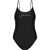 Ganni Criss Cross Strap One Piece Swimsuit With Rhinestone Logo Black