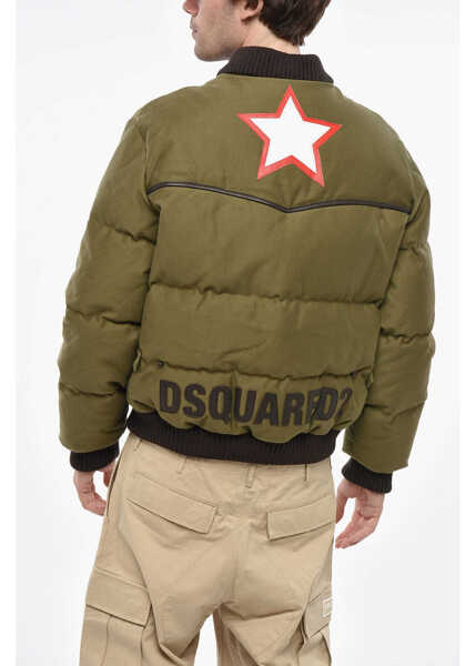 Bomber jacket DSQUARED2 Padded Western Padded Bomber With Faux Leather Green Barbati (BM 19248305) 2