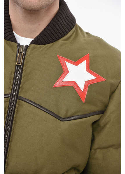 Bomber jacket DSQUARED2 Padded Western Padded Bomber With Faux Leather Green Barbati (BM 19248305) 3