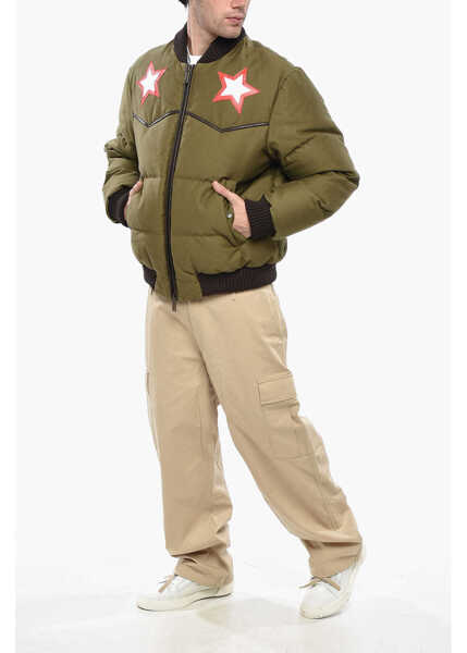 Bomber jacket DSQUARED2 Padded Western Padded Bomber With Faux Leather Green Barbati (BM 19248305) 4