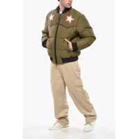 Bomber jacket pentru Barbati - Bomber jacket DSQUARED2 Padded Western Padded Bomber With Faux Leather Green Barbati (BM 19248305) - B-mall.ro