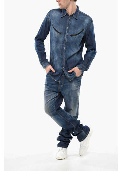 Camasi casual DSQUARED2 Relax Fit Denim Dan Shirt Blue Barbati (BM 19248308) 4