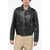 DSQUARED2 Leather Aviator Leather Jacket With Snap Buttons And Patch P Black